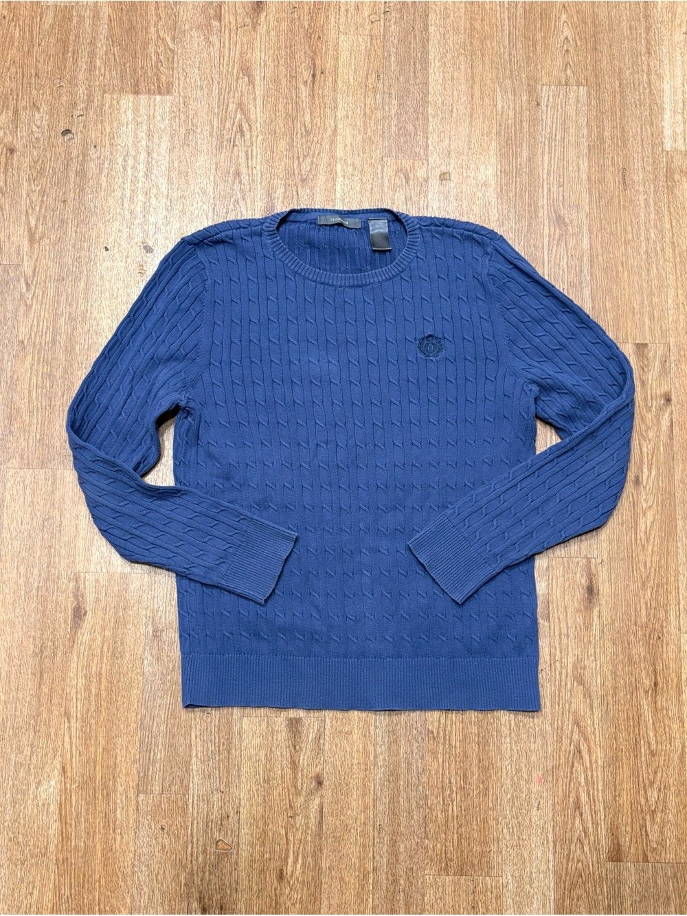 Liz Claiborne Men's Cable-Knit Crewneck Sweater - Navy Blue